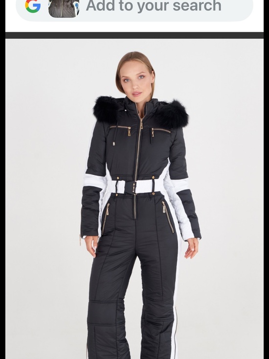 Jackets & Blazers - Black & White Faux-Fur Hooded Ski Jumpsuit
